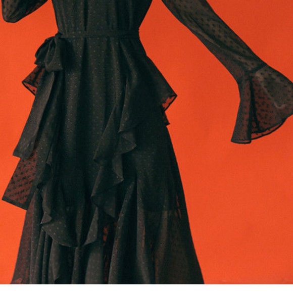 V-Neck Open Back Long-Sleeve Midi Dress - Picture 3 of 6